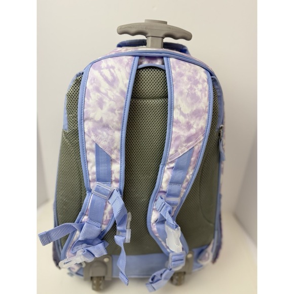 Pottery Barn Kids Mackenzie Rolling Backpack Lavender Tie Dye Heart Purple Used - Picture 4 of 9